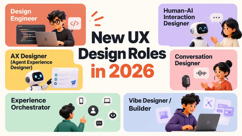 New UX design roles in 2026 including Design Engineer, AX Designer and Human-AI Interaction Designer
