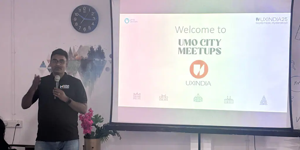 Speaker at a UX design community meetup hosted at Ovi Design Academy
