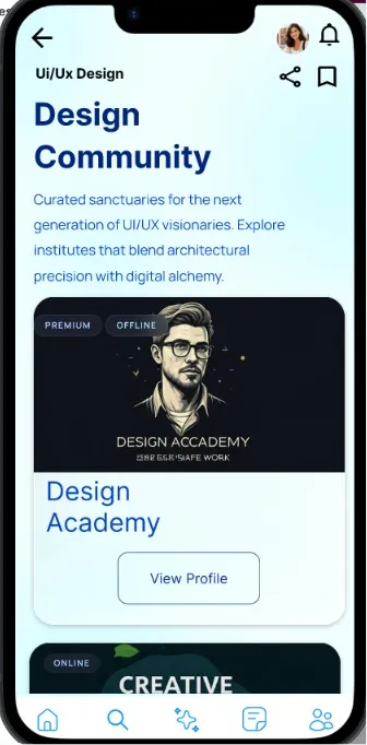 Design community app screen UI design by student Purvasha