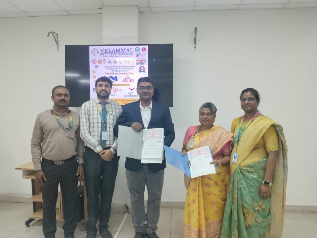 Velammal Institute of Technology, Chennai, MoU with Ovi Design Academy Chennai. Best Institute in UX UI Training. 